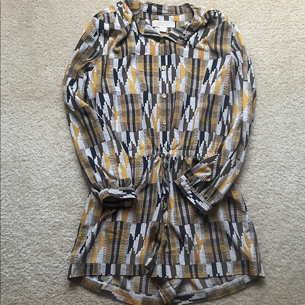 MICHAEL Michael Kors Yellow and Black Patterned Dress